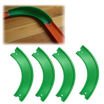 4Pcs 30 Banked 90 Degree Curve Track Premium Expansion Compatible with Hot Wheels, Flat End Racing Track Corner, High Speed Track Turn Extension