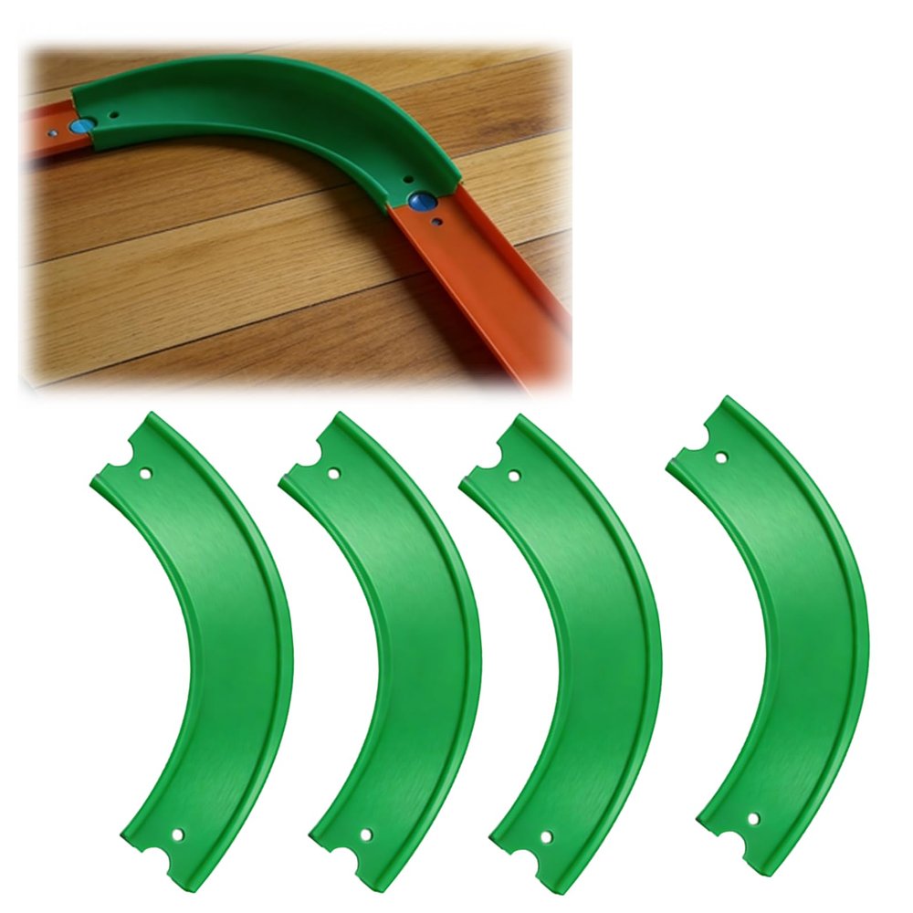 4Pcs 30 Banked 90 Degree Curve Track Premium Expansion Compatible with Hot Wheels, Flat End Racing Track Corner, High Speed Track Turn Extension