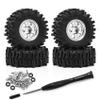 4PCS 0.7" Beadlock Tires Metal Wheels 1.57"x0.63" Sticky Foam-Filled Tires for scx30 upgrades 1/30 RC Crawler for redcat ascent 32 upgrades (Silver) view 1