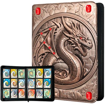 Trading Card Binder 3D Embossed Premium PU 9 Pocket 360 Cards Holder Card Album for MTG, TCG, Sport Cards