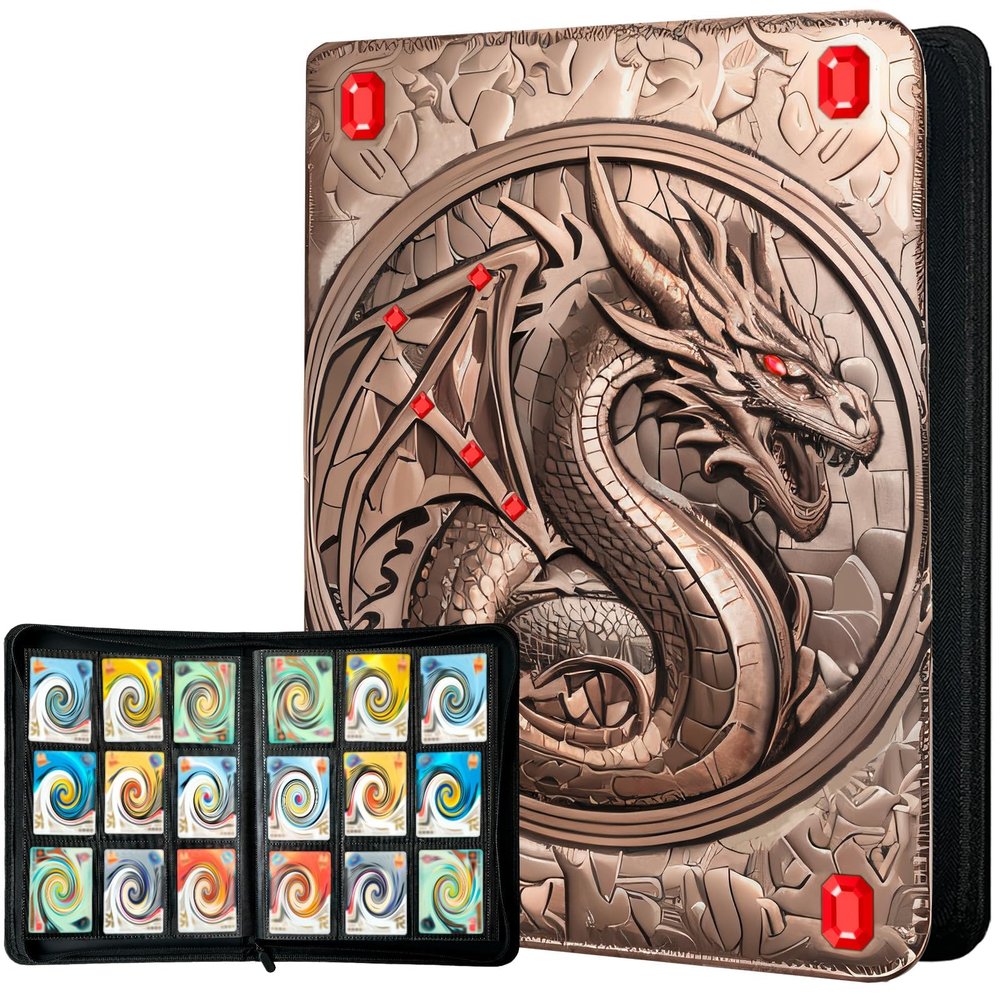 Trading Card Binder 3D Embossed Premium PU 9 Pocket 360 Cards Holder Card Album for MTG, TCG, Sport Cards