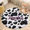 Goodstemu Customized Baby Rug with Name for Nursery, Personalized Cow Print Round Area Rugs for Baby Girls Boys, Super Soft Circular Rugs for Kids Room Bedroom Home Decor view 2
