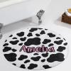 Goodstemu Customized Baby Rug with Name for Nursery, Personalized Cow Print Round Area Rugs for Baby Girls Boys, Super Soft Circular Rugs for Kids Room Bedroom Home Decor view 3
