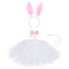 4PCS Easter Bunny Dress up Kids, Bunny Ear Headband + Bowtie + Tutu Skirt + Pom Pom Cosplay (Pink, 5-6 Years) view 1