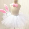4PCS Easter Bunny Dress up Kids, Bunny Ear Headband + Bowtie + Tutu Skirt + Pom Pom Cosplay (Pink, 5-6 Years) view 2