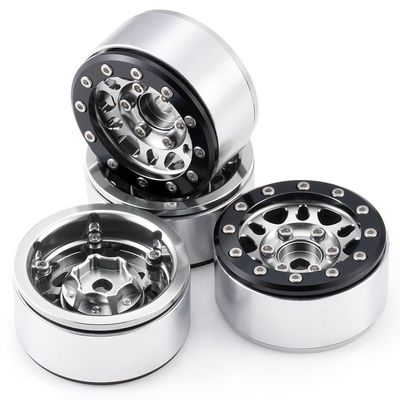 4PCS 1.55inch RC Beadlock Wheel for 1/18 UTB18 JIMNY 1/10 Axial AX90069 D90 TF2 Tamiya CC01 Crawler Car Upgrade Parts (Silver)