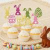 10-Piece Easter Cupcake Toppers With Bunny Egg Design, Paper Dessert Picks For Cupcakes Cakes, 3D Decorative Cake Add-ons For Spring Dessert Table, Birthday Party, Wedding Shower view 3