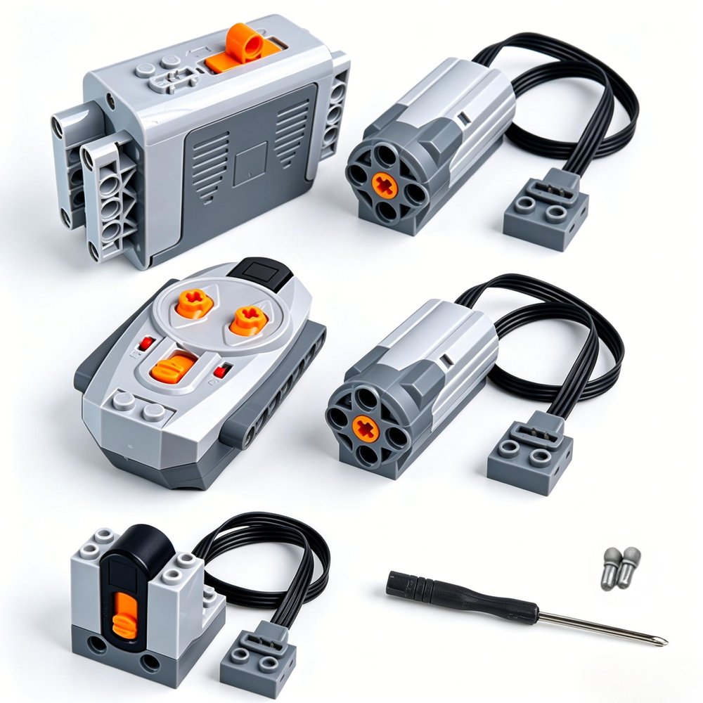 5in1 Building Blocks Motor Kit, Powerful Motor Set with Advanced Remote Control Functionality, Wide Compatibility with Most Stud-Based Construction Bricks