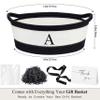 Colingmill Initial Woven Gift Basket Empty, DIY Decorative Personalized Gift Basket Monogram Cotton Rope with Handle Wrap Bag Ribbon Greeting Card Filler for Wedding Birthday(Classic,Black White) view 2