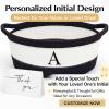 Colingmill Initial Woven Gift Basket Empty, DIY Decorative Personalized Gift Basket Monogram Cotton Rope with Handle Wrap Bag Ribbon Greeting Card Filler for Wedding Birthday(Classic,Black White) view 3