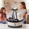 Colingmill Initial Woven Gift Basket Empty, DIY Decorative Personalized Gift Basket Monogram Cotton Rope with Handle Wrap Bag Ribbon Greeting Card Filler for Wedding Birthday(Classic,Black White) view 4