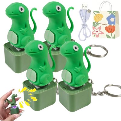 Kazuiyia Lizard Button, Lizard Keychain Sound, Rechargeable LED Light & Realistic Croak, Portable Stress Reliever & Sensory Fun (4PCS)
