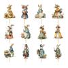 12-Piece Easter Bunny Cake Toppers, 2.4x1.9 Inch Animal Insert Picks With Retro Design, Cupcake Decorations For Birthday Party Spring Desserts, DIY Baking Supplies, Festive Cupcake Toppers view 1