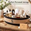 Colingmill Initial Woven Gift Basket Empty, DIY Decorative Personalized Gift Basket Monogram Cotton Rope with Handle Wrap Bag Ribbon Greeting Card Filler for Wedding Birthday(Neutral,Black Khaki) view 4