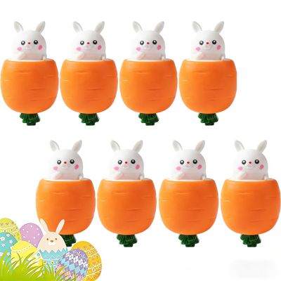 2026 New Easter Basket Essentials, Squeeze Carrot Doll Pop-Up Carrot Bunny, Carrot Rabbit Fidget Novelty Easter Gift Party Favor for Easter Basket Stuffers (8, White)