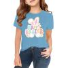 Toddler Bunny Costume Easter Shirts for Girls Bunny Outfits Toddler Boy Sping Shirt Short Sleeve Crew Neck Tops Cute Cartoon Print Holiday Tshirts Teen Clothes Light Blue 4-5 Years view 1
