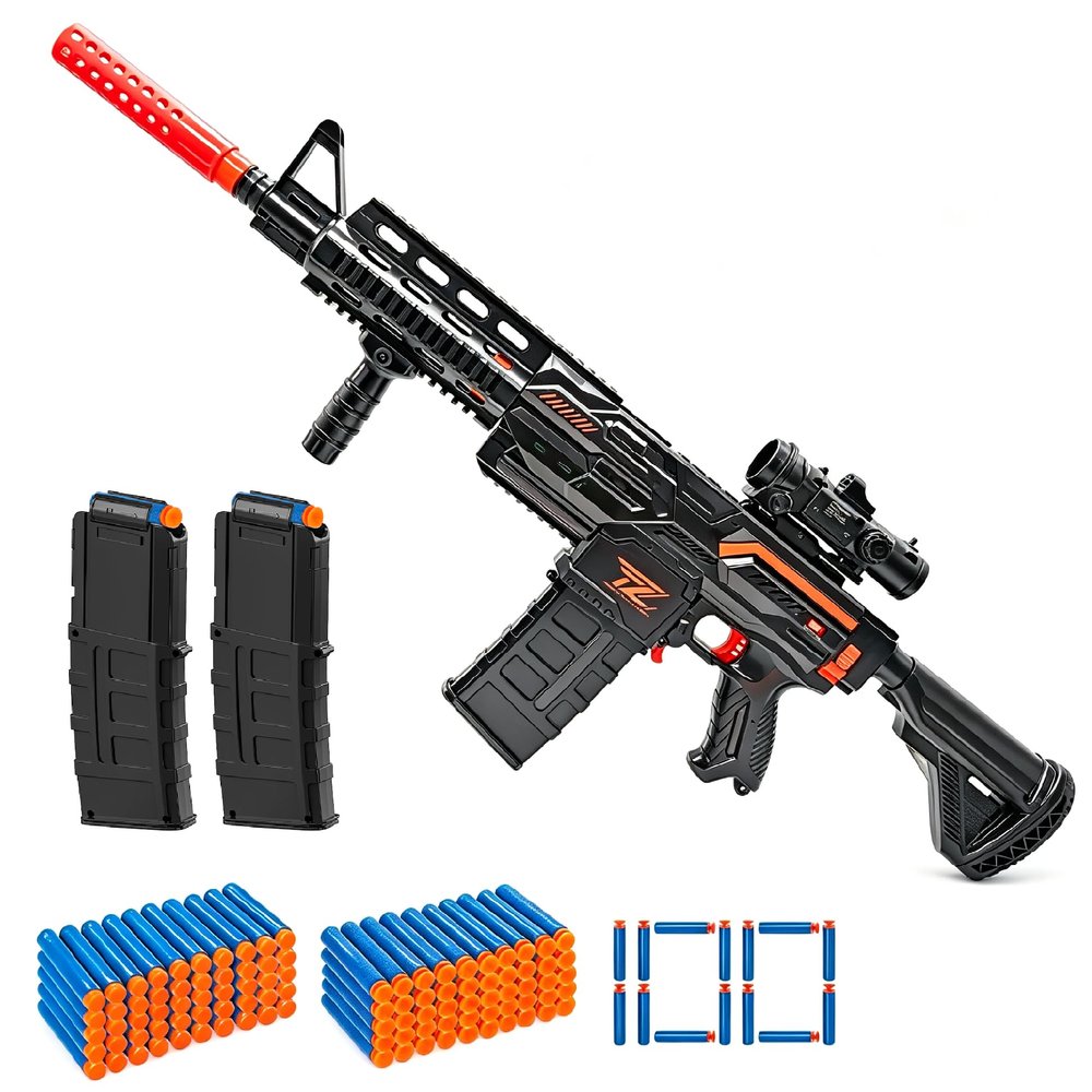 Electric Automatic Toy Gun for Toy Guns Sniper Soft Bullets [Shoot Faster] Burst Soft Bullets Toy Foam Blasters & Guns with 100 Nerf Sniper Darts, Gifts for Kids Boys