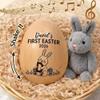 E EntrySanddie Personalized First Easter Musical Easter Egg Shaker for Babies, Bunny Laser Engraved Engraved Wooden Egg Shakers, Easter Basket Stuffer view 2
