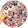 100Pcs Cute Aesthetic Girls Stickers, Trendy Y2k Aesthetic Downtown Stickers for Water Bottles, Waterproof Vinyl Decals for Laptop Kindle Scrapbook Computer(BlackRed) view 3