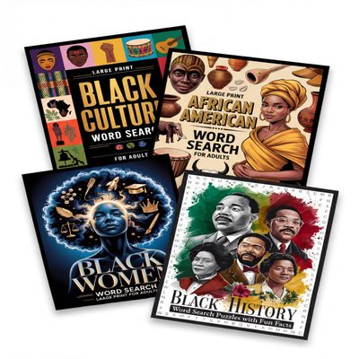 Imani Oliver - Black Women, Culture, History, African American Word Search Book Bundle, Large Print Edition, 400 Puzzles and Facts, 8,000 Words, Adult Activity Book (Black Heritage Set)