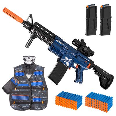Electric Automatic Toy Gun for Guns Sniper with Tactical Vest Soft Bullets [Shoot Faster] Burst Soft Bullets Toy Gun for Boys,Toy Foam Blasters & Guns with 100 Toy Sniper Darts for Kids