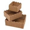 3 Pcs Scalloped Rattan Baskets, Woven Wicker Storage Baskets for Organizing, Scalloped Edge Baskets for Nursery, Bathroom, Medium, Large, Small, Rectangular view 1