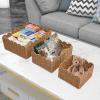 3 Pcs Scalloped Rattan Baskets, Woven Wicker Storage Baskets for Organizing, Scalloped Edge Baskets for Nursery, Bathroom, Medium, Large, Small, Rectangular view 2
