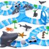 TGJH Ocean Theme Flexible Race Car Tracks for Kids, Birthday Gift for Boys Age 3 4 5 6 7 Years Old, 240+ PCS Buildable Car Track Playset with Shark Tunnel and Sea Creature Accessories view 1