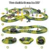 TGJH Dinosaur Race Car Track Toys for Kids, Birthday Gifts for 3 4 5 6 7 Year Old Boys Girls, 255+ PCS Dinosaur World Adventure Building Playset with Flexible Track, DIY A Dinosaur World Road Race view 4