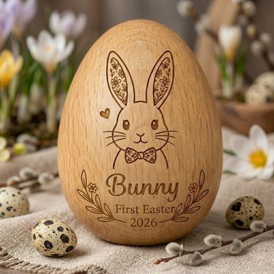 Personalized Musical Easter Eggs, mmm, Personalized Wooden Egg Shaker, First Easter Gifts, Engraved Musical Egg Shaker, Custom Name, Wooden, 1,6" inches x 2,4" inches, Gift for Toddlers (Egg 2)