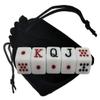 Spanish Poker Dice Set 16mm (5/8") Dot K Q J 8 7 Includes Storage Pouch (Modern White Dice, 1 Set - Casual Play) view 1