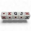 Spanish Poker Dice Set 16mm (5/8") Dot K Q J 8 7 Includes Storage Pouch (Modern White Dice, 1 Set - Casual Play) view 2