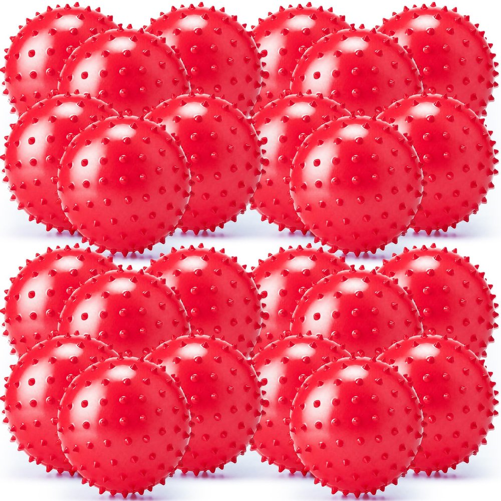 Jerify 24 Pcs Knobby Balls Spiky Sensory Balls Bulk,Red