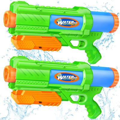 Super Water Gun for Kids Adults: 2 Pack Super Water Gun Soaker 1200cc Squirt Blasters with Impressive Range - Ideal Toys for Boys Girls Summer Outdoor Swimming Pool Water Toys Fun - Green