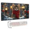 for MTG/TCG Playmat - 24x14 Inch Trading Card Game Mat with Reinforced Stitched Edges,Non-Slip Rubber Base and Free Storage Bag,Large Desk Mat,Cute Christmas Kitten view 1
