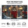 for MTG/TCG Playmat - 24x14 Inch Trading Card Game Mat with Reinforced Stitched Edges,Non-Slip Rubber Base and Free Storage Bag,Large Desk Mat,Cute Christmas Kitten view 2