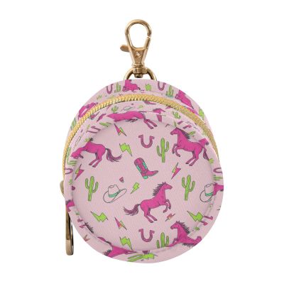 Western Horses Pink Pattern Pacifier Case for Travel Clip-On Pacifier Holder Baby Storage Pouch for Diaper Bag Stroller Baby Essentials