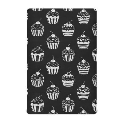 Dessert Cupcakes Cherries Black Baby Crib Sheets for Boys Girls Breathable Nursery Sheet Fits Standard Crib Mattress for Newborn Infant Kids Bed Room M