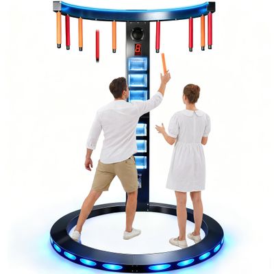 Zumic Hand Eye Coordination Catching Stick Game, Supports 2-Player Challenges, 3 Modes, 10 Speed Levels, MP3, LED Lights, Reflex Stick Game for Parties, Business Events, GameRooms