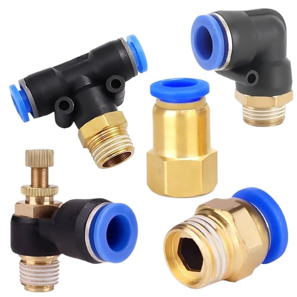 5 Pcs Pneumatic Air Connector Fittings - PC/PCF/SL/PB/PL, 6/8/10/12 Thread, 1/8"/1/4"/3/4"/1/2" Hose/Pipe Quick Connectors(OD4mm-1I8,PCF (5PCS))