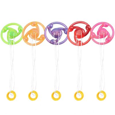 Yctze Flashing Gyro Toy, 10 Pack Light Up Spinning Top, Pull String Activated Flywheel Toy with Whistle Sound & Colorful LED Light, Ideal for Decompression (Assorted Color)