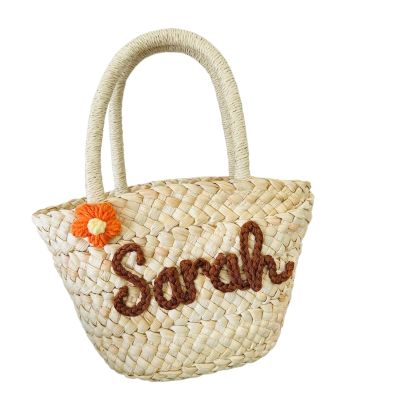 Custom Straw Bag for Girls Boys Kids Personalized Easter Basket Egg Hunt Decor Gift,Party,Mothers Day,Toy Organizer (30x20x10cm)