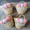 Custom Straw Bag for Girls Boys Kids Personalized Easter Basket Egg Hunt Decor Gift,Party,Mothers Day,Toy Organizer (30x20x10cm) view 4