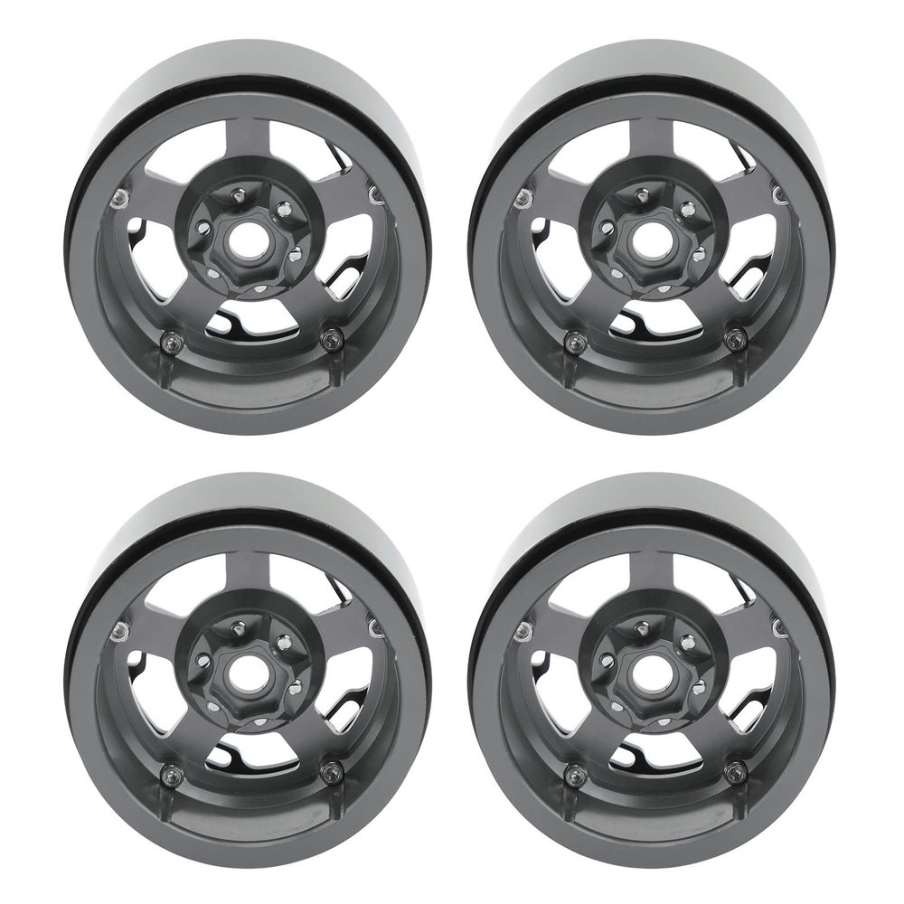 4pcs 2.2in Wheel Hub for 1/10 RC Car, Universal CNC Aluminum Alloy Bead Lock Hubs with High Wear Resistance, Weighted Design for Axial SCX10 Defender (Ti Color)