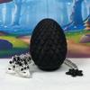 Articulated Dragon, 12" White and Black Cherry Blossom Dragon with Egg, 3D Printed Fidget Sress Relief for ADHD, Autism, Relief Anxiety D030-BE view 3