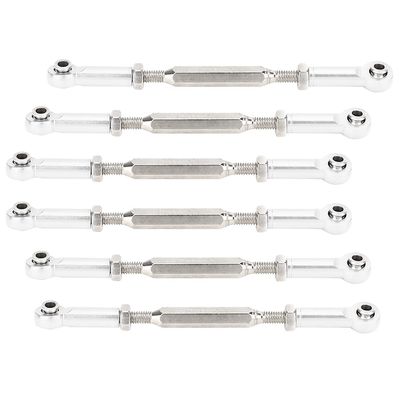 Alomejor 6Pcs RC Car Turnbuckle Rod Aluminum Alloy Turnbuckle Rod LinkageRC Car Upgrade Parts, Upgrade Accessories RC Push, Push Rodfor Truggy Truck 1/11/8 Buggy (Silver)