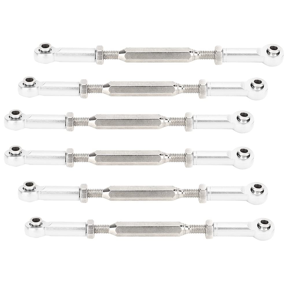 Alomejor 6Pcs RC Car Turnbuckle Rod Aluminum Alloy Turnbuckle Rod LinkageRC Car Upgrade Parts, Upgrade Accessories RC Push, Push Rodfor Truggy Truck 1/11/8 Buggy (Silver)