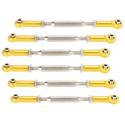 Alomejor 6Pcs RC Car Turnbuckle Rod Aluminum Alloy Turnbuckle Rod LinkageRC Car Upgrade Parts, Upgrade Accessories RC Push, Push Rodfor Truggy Truck 1/11/8 Buggy (Gold)