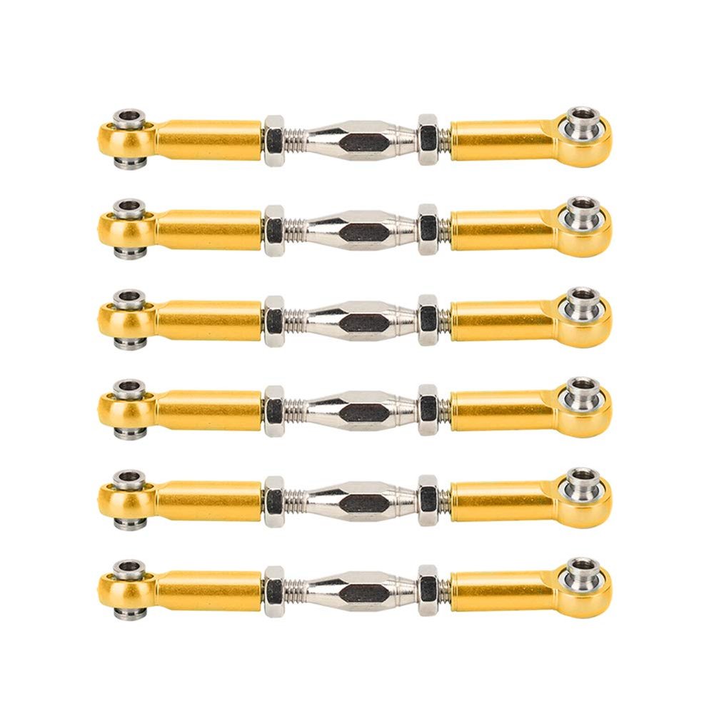 Alomejor Adjustable Aluminum Linkage Turnbuckle Rods for RC Car Upgrade Accessories (Gold)