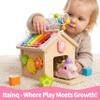 Itainq Montessori Toys for 1 Year Old, 9 in 1 Wooden Activity Cube, Pink view 2